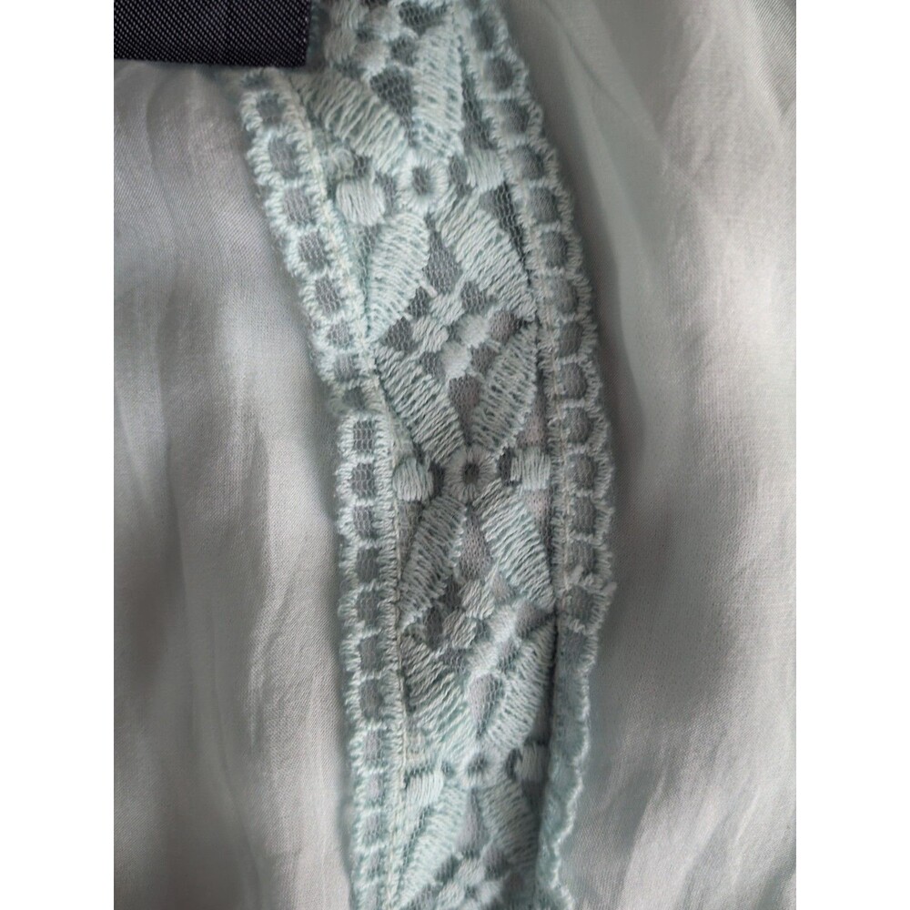 Giulia Womens Silk Blouse Attached Cami Large Seafoam Green Embroider Italy Made - Picture 11 of 13
